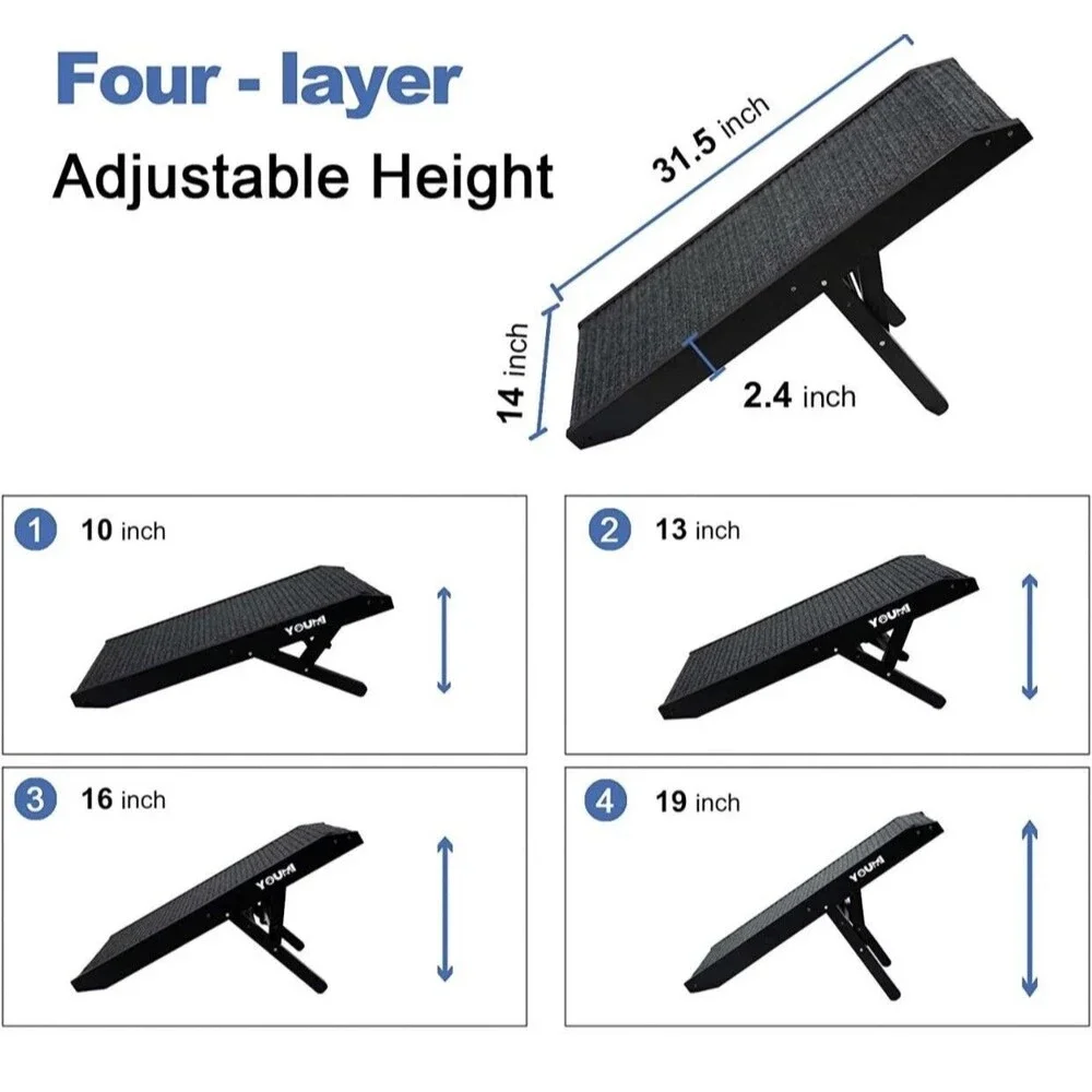 32” Dog Ramp for Bed Car Ramp Folding Pet Ramp Stairs Cat Portable Step - Picture 2 of 3